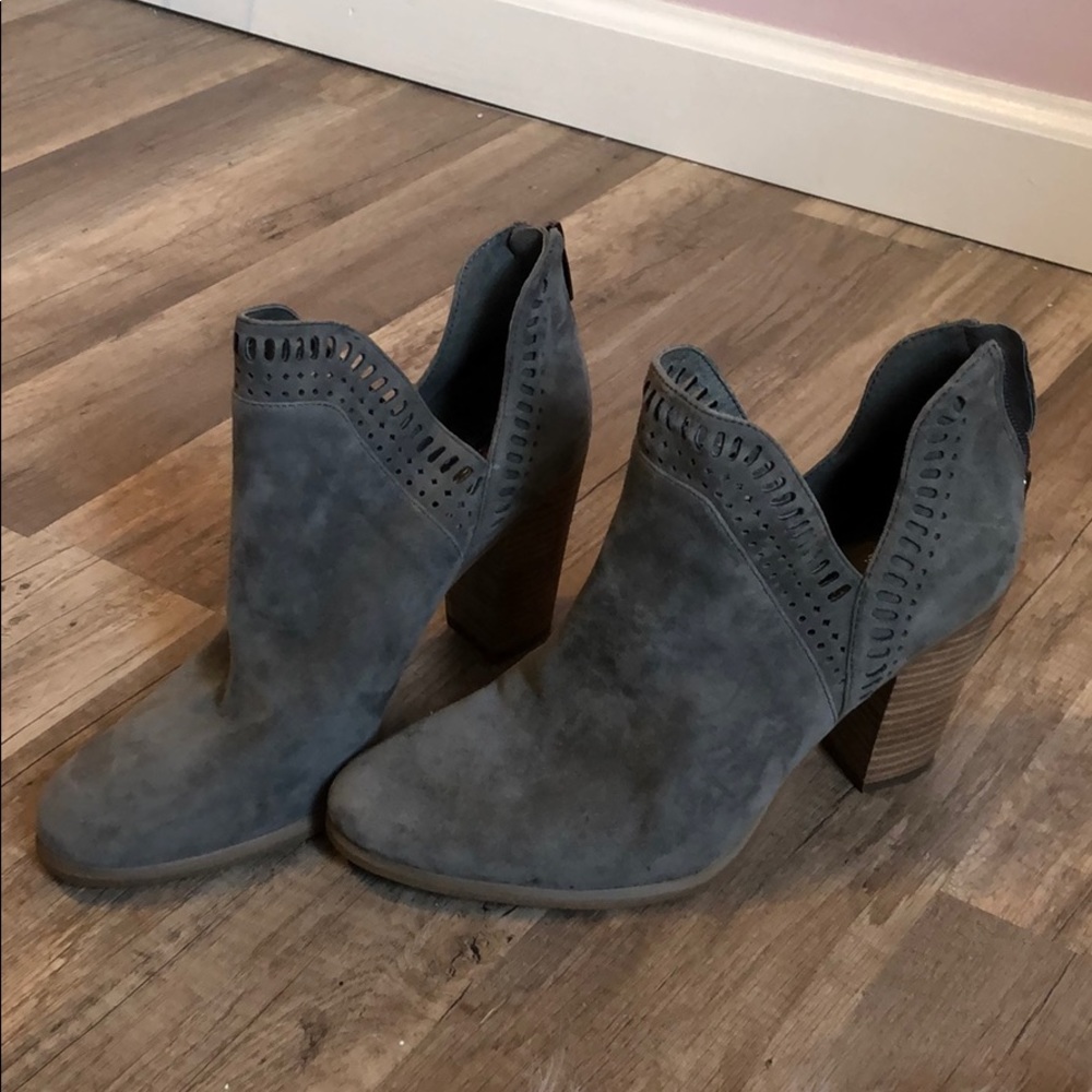 Vince Camuto Dusty Blue Wood Heel Booties